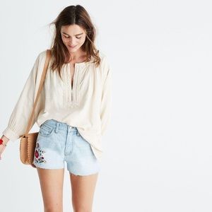 Madewell Cream Popover Tunic Shirt Boho Blouse